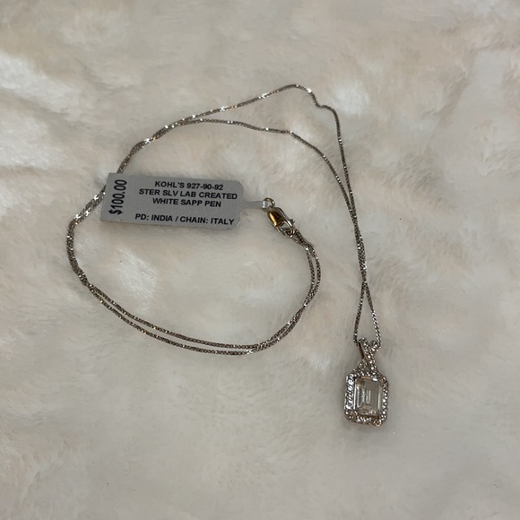 White Sapphires Necklace Sterling Silver - Picture 4 of 13